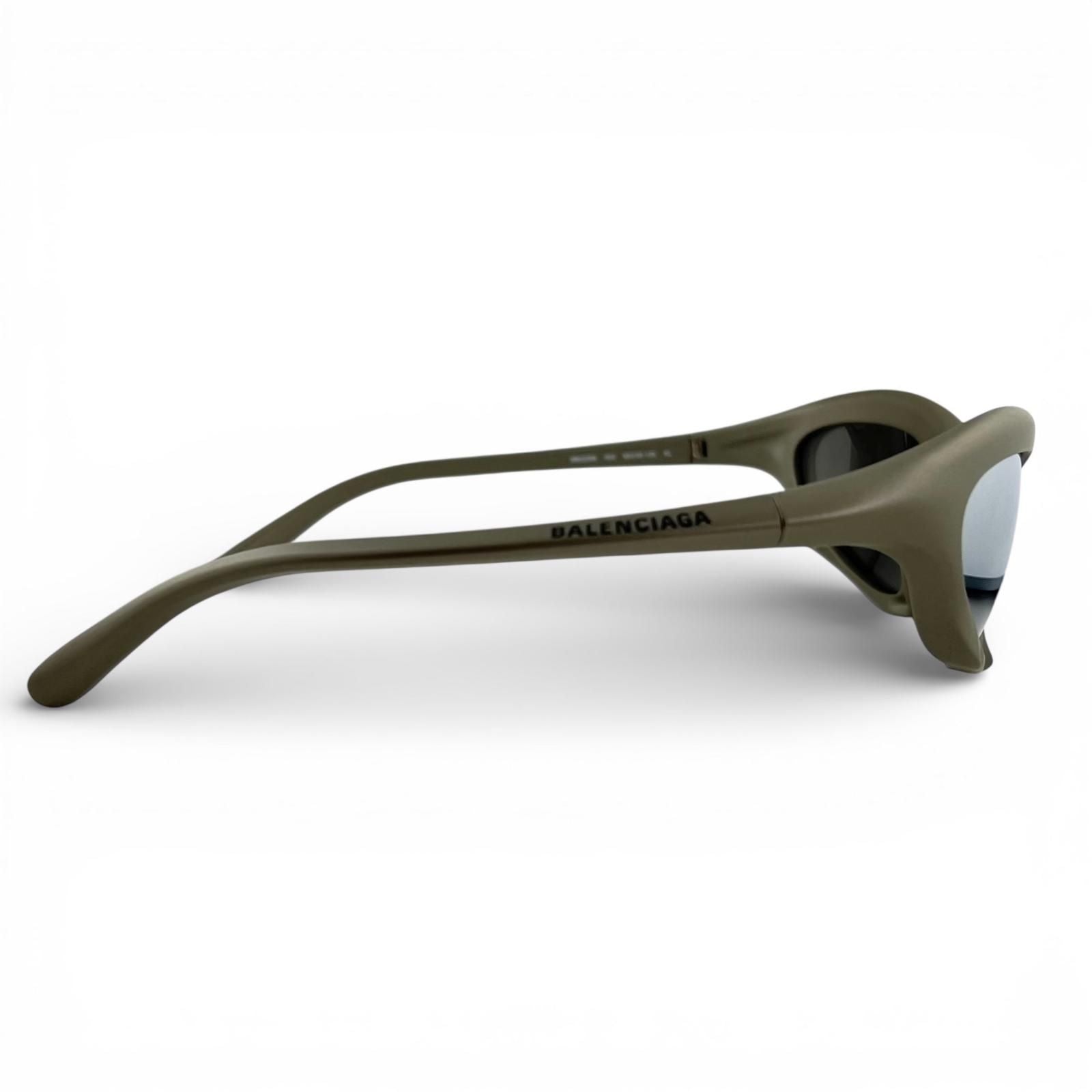 Balenciaga Mirror Lens Metallic Sunglasses Khaki Gray 59x20 Eyewear — view 2
