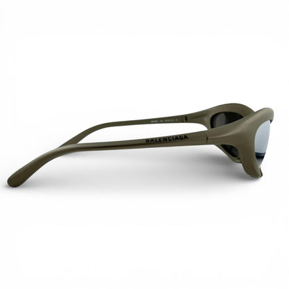 Balenciaga Mirror Lens Metallic Sunglasses Khaki Gray 59x20 Eyewear — view 2