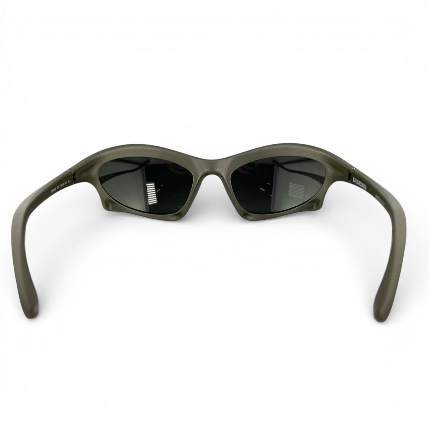 Balenciaga Mirror Lens Metallic Sunglasses Khaki Gray 59x20 Eyewear — view 4