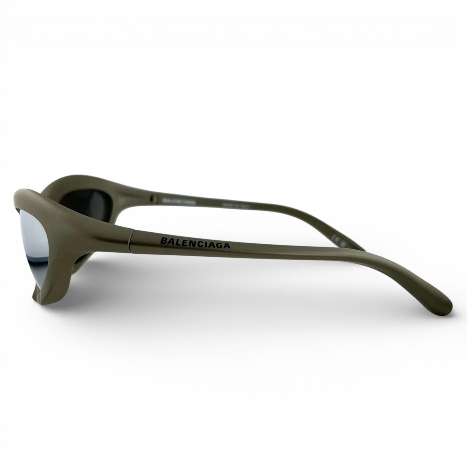 Balenciaga Mirror Lens Metallic Sunglasses Khaki Gray 59x20 Eyewear — view 3