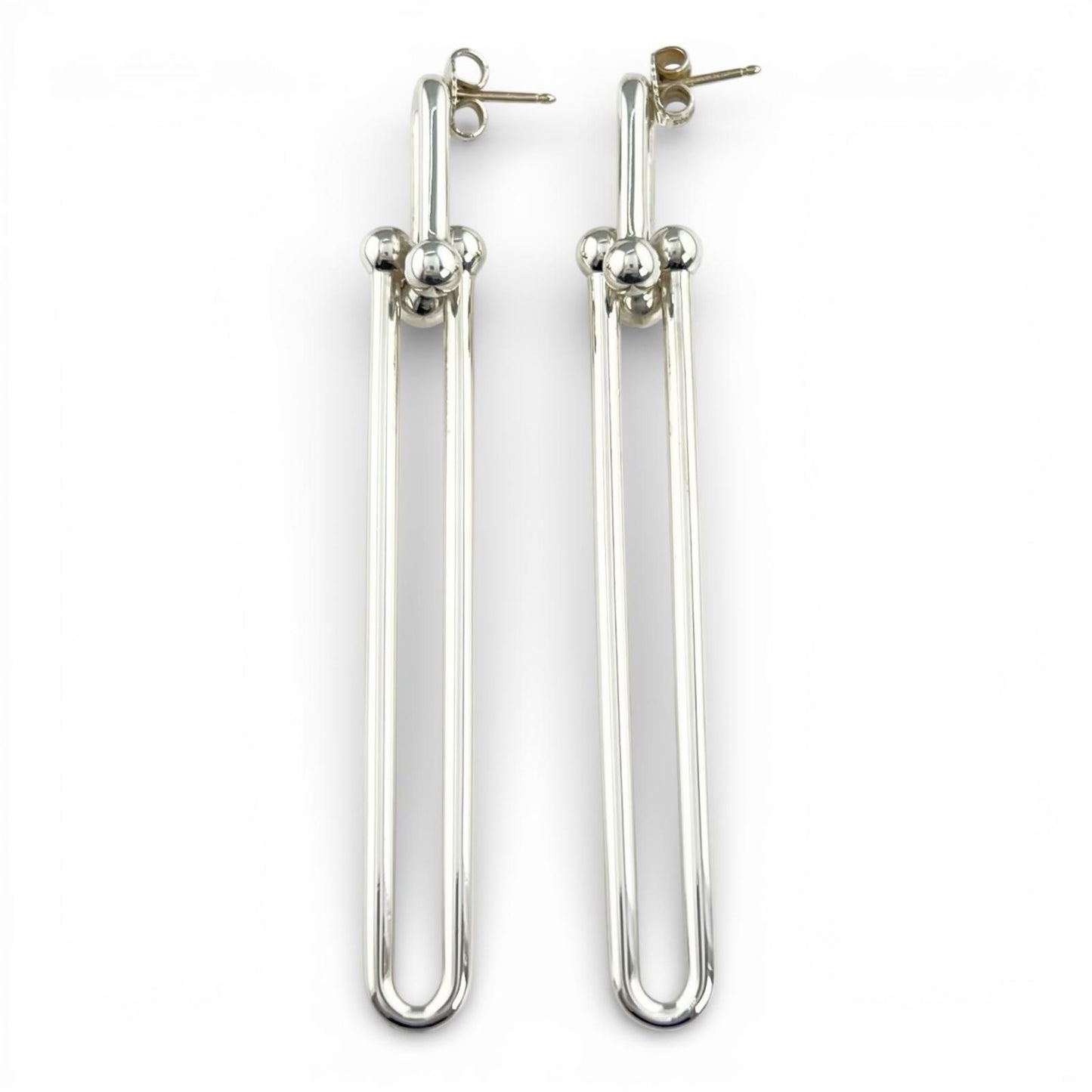 Tiffany & Co Double Long Link Earrings Silver
