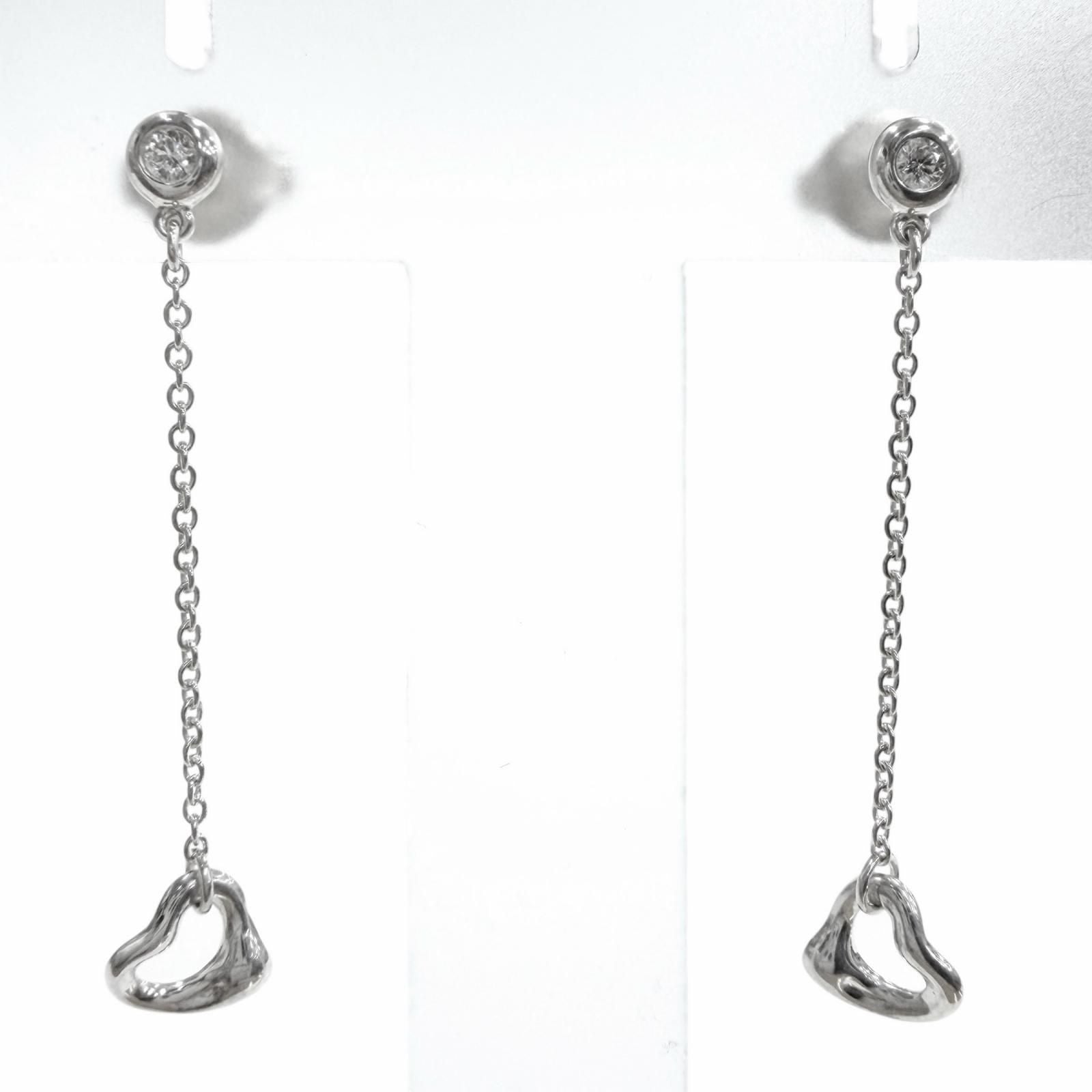 Tiffany & Co by the Yard Diamond Open Heart Drop Earrings Silver