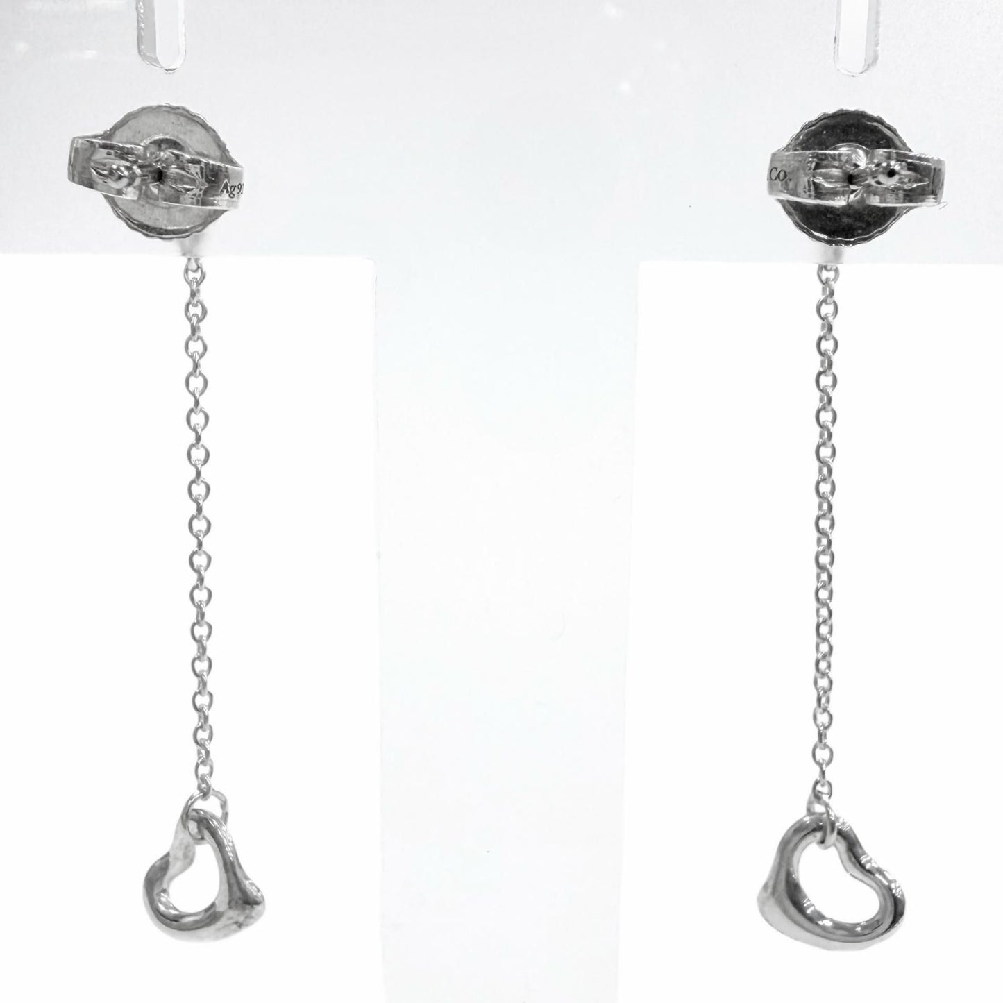 Tiffany & Co by the Yard Diamond Open Heart Drop Earrings Silver — view 4