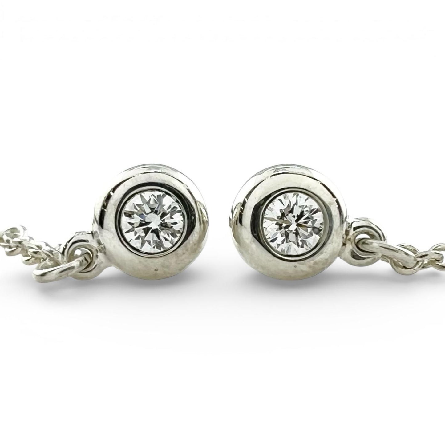 Tiffany & Co by the Yard Diamond Open Heart Drop Earrings Silver — view 7