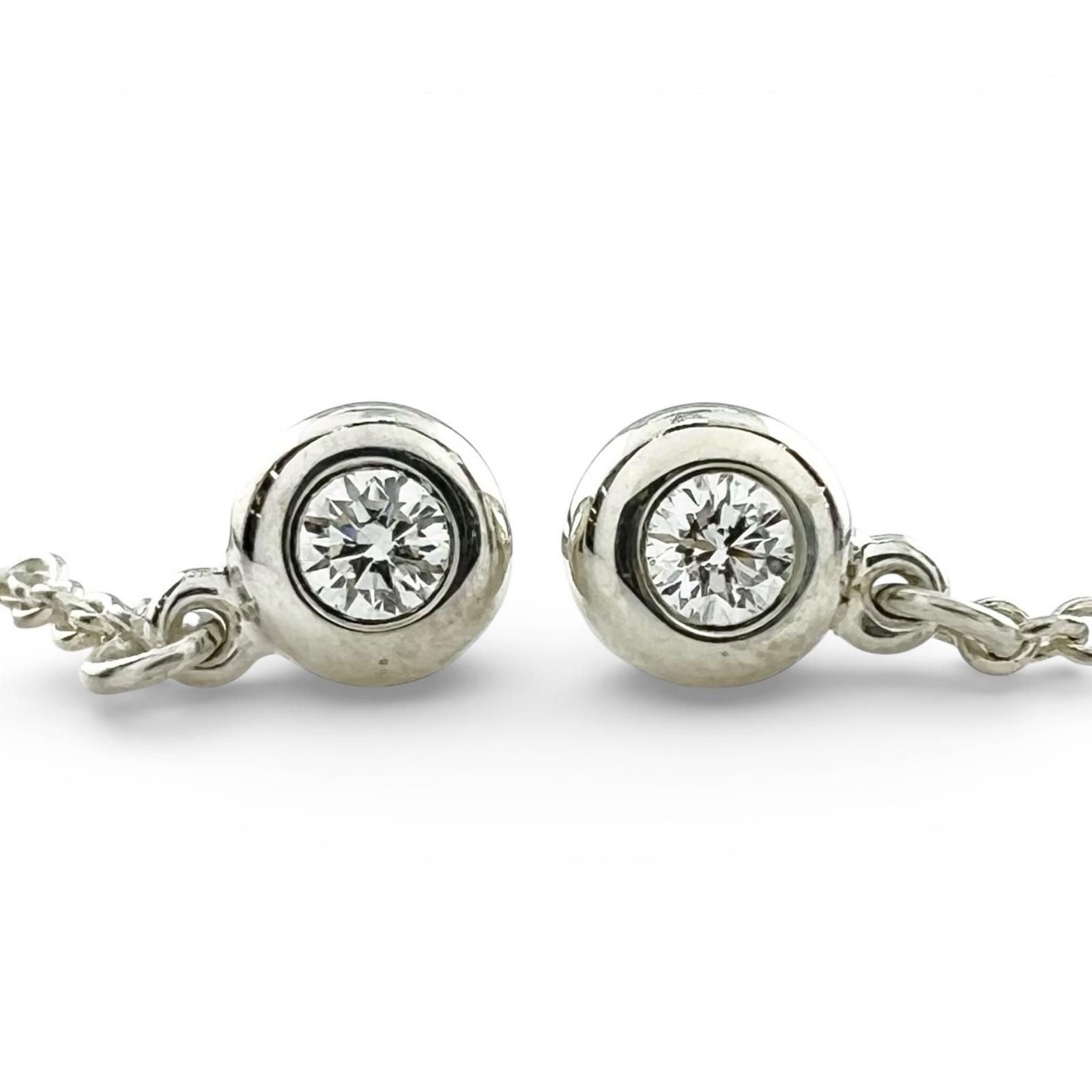 Tiffany & Co by the Yard Diamond Open Heart Drop Earrings Silver — view 7