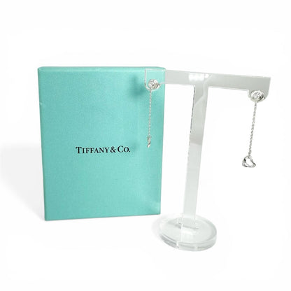 Tiffany & Co by the Yard Diamond Open Heart Drop Earrings Silver — view 2