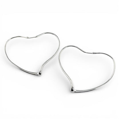 Tiffany & Co Elsa Peretti Open Heart Hoop Earrings Large Silver