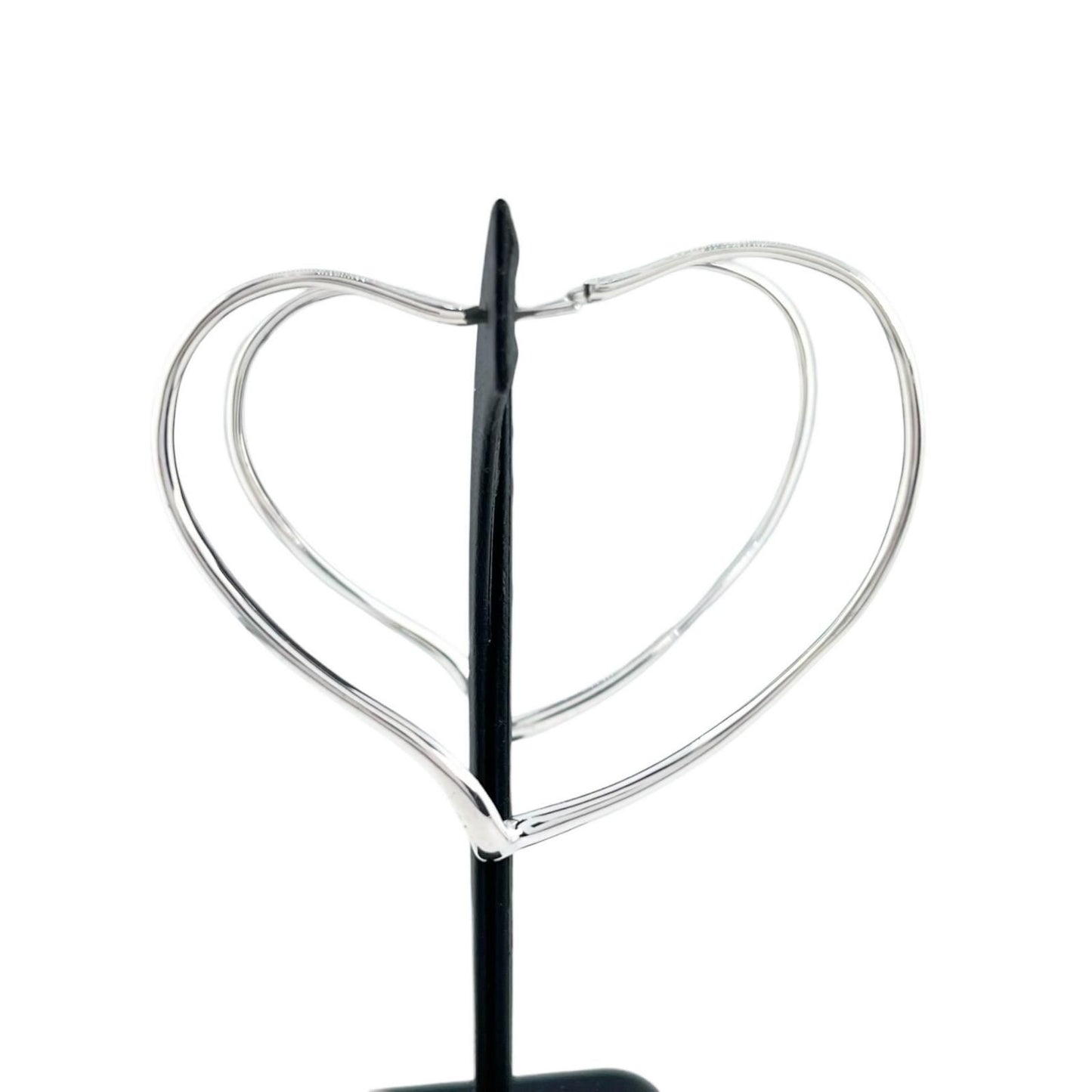 Tiffany & Co Elsa Peretti Open Heart Hoop Earrings Large Silver — view 3