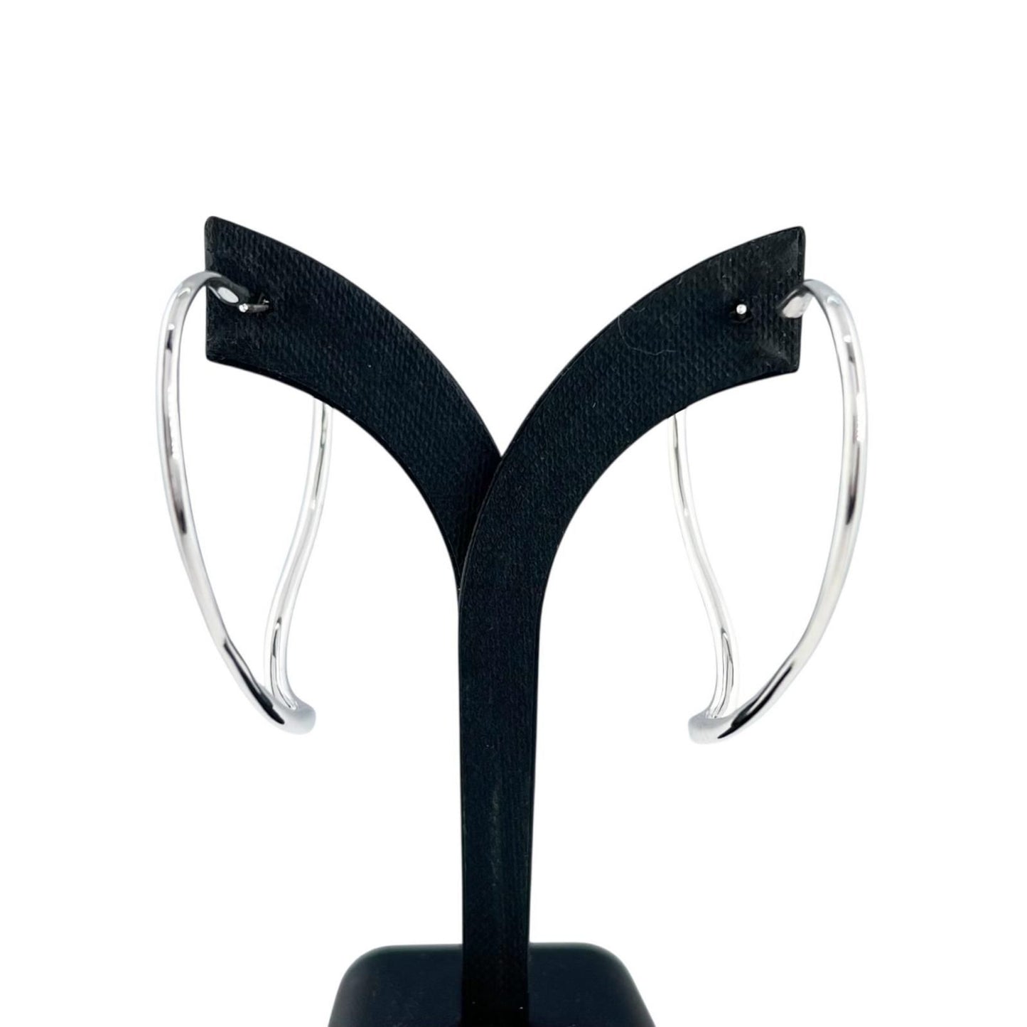 Tiffany & Co Elsa Peretti Open Heart Hoop Earrings Large Silver — view 4