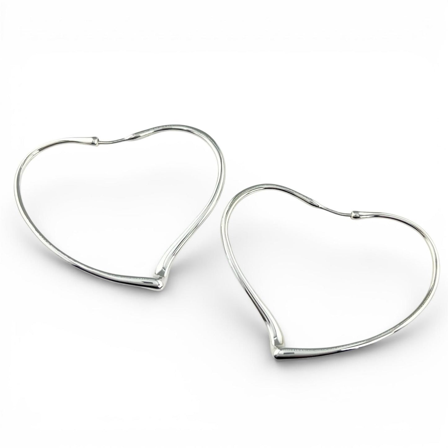Tiffany & Co Elsa Peretti Open Heart Hoop Earrings Silver