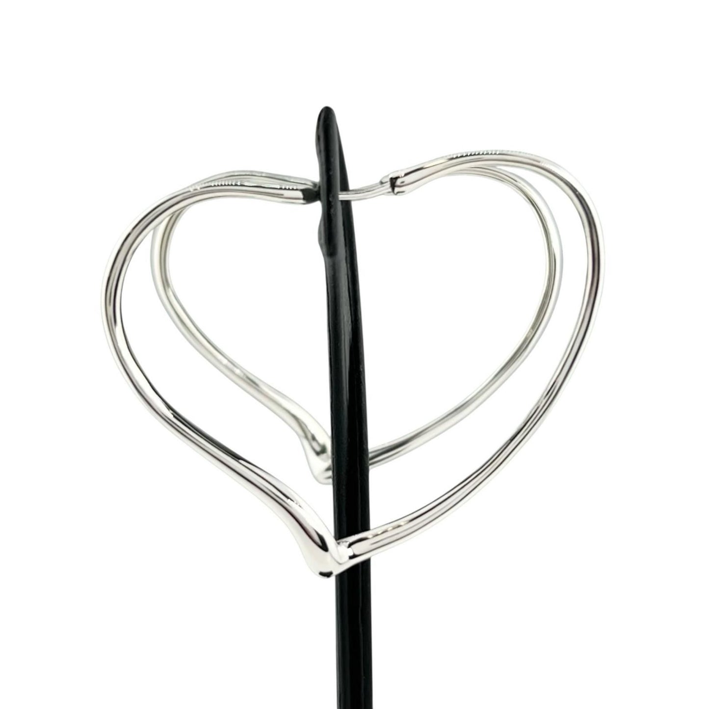 Tiffany & Co Elsa Peretti Open Heart Hoop Earrings Silver — view 3