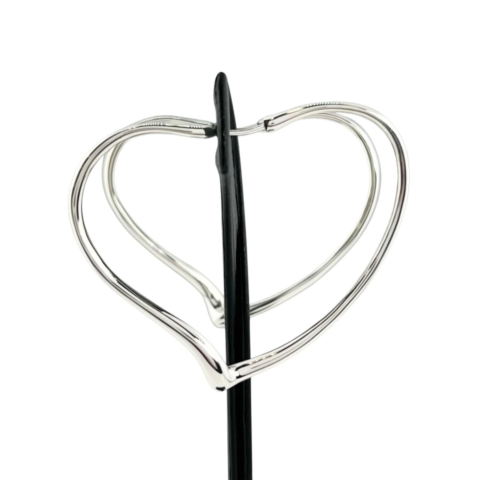 Tiffany & Co Elsa Peretti Open Heart Hoop Earrings Silver — view 3