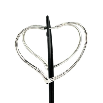 Tiffany & Co Elsa Peretti Open Heart Hoop Earrings Silver — view 3