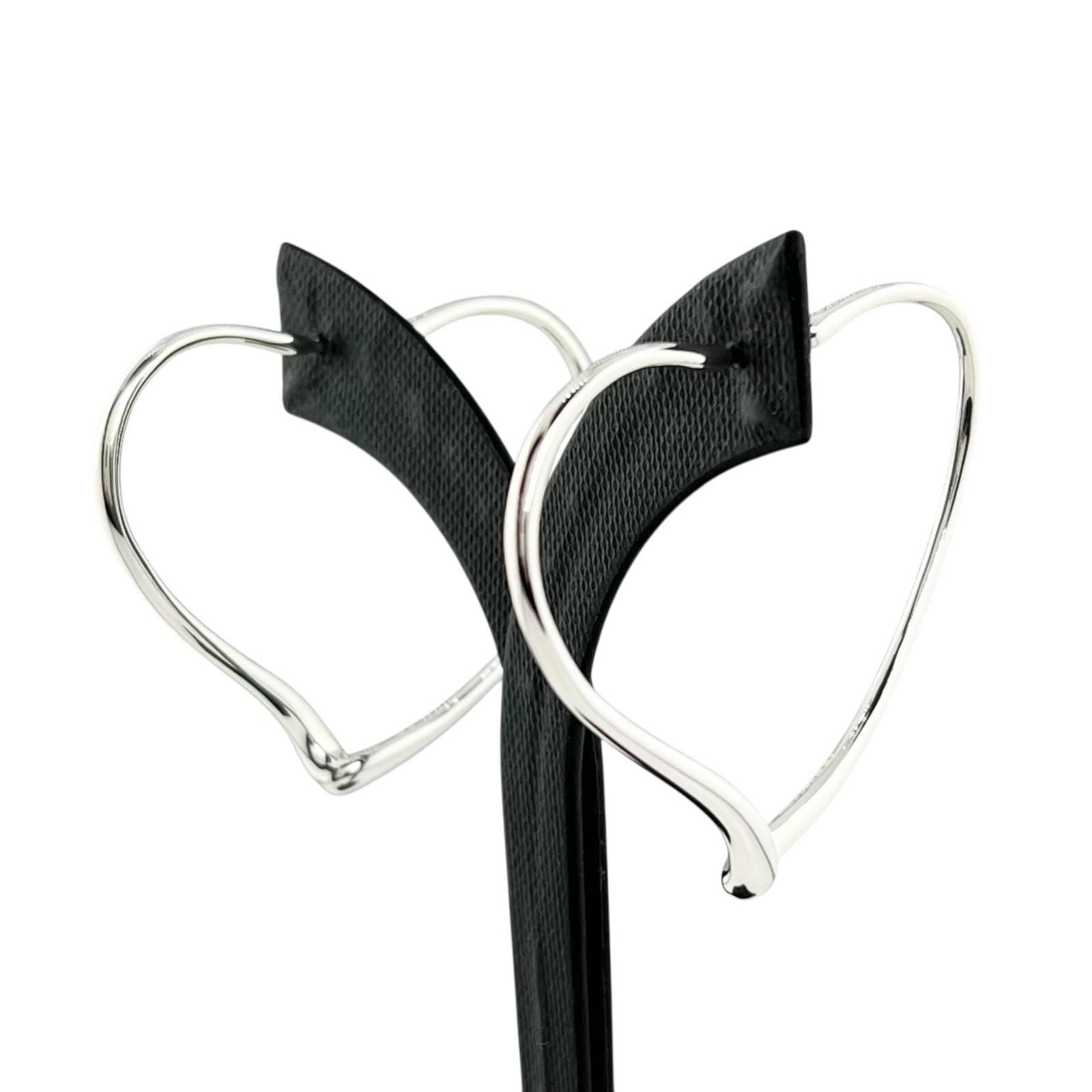 Tiffany & Co Elsa Peretti Open Heart Hoop Earrings Silver — view 2