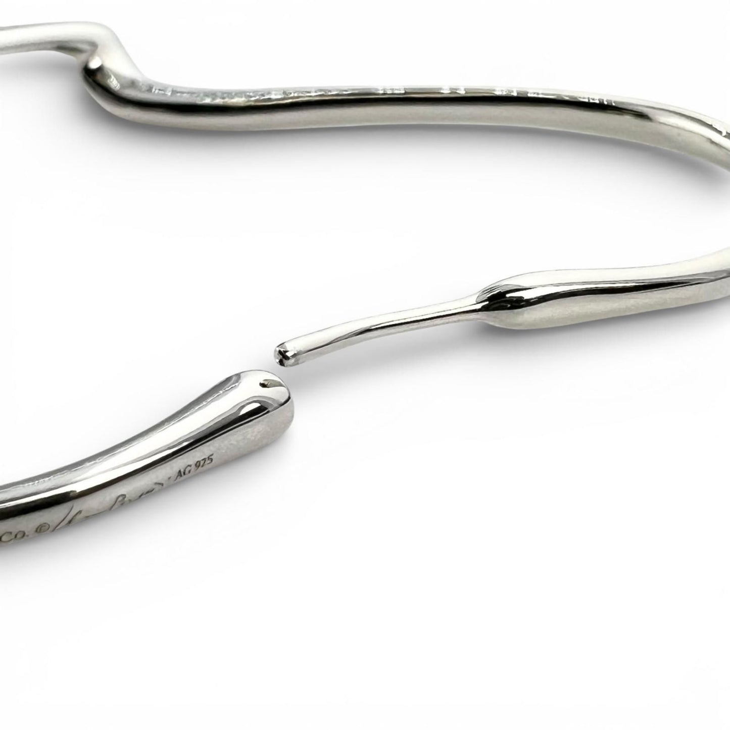 Tiffany & Co Elsa Peretti Open Heart Hoop Earrings Silver — view 5