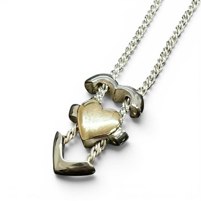Tiffany & Co Vintage 925 750 Double Heart Puzzle Necklace Silver Gold — view 5