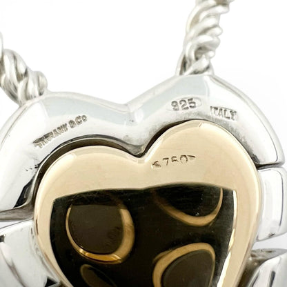 Tiffany & Co Vintage 925 750 Double Heart Puzzle Necklace Silver Gold — view 8
