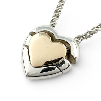 Tiffany & Co Vintage 925 750 Double Heart Puzzle Necklace Silver Gold — view 3