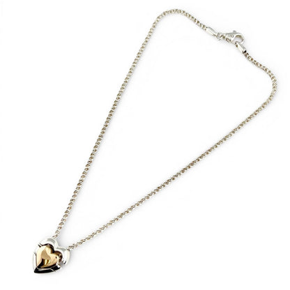 Tiffany & Co Vintage 925 750 Double Heart Puzzle Necklace Silver Gold