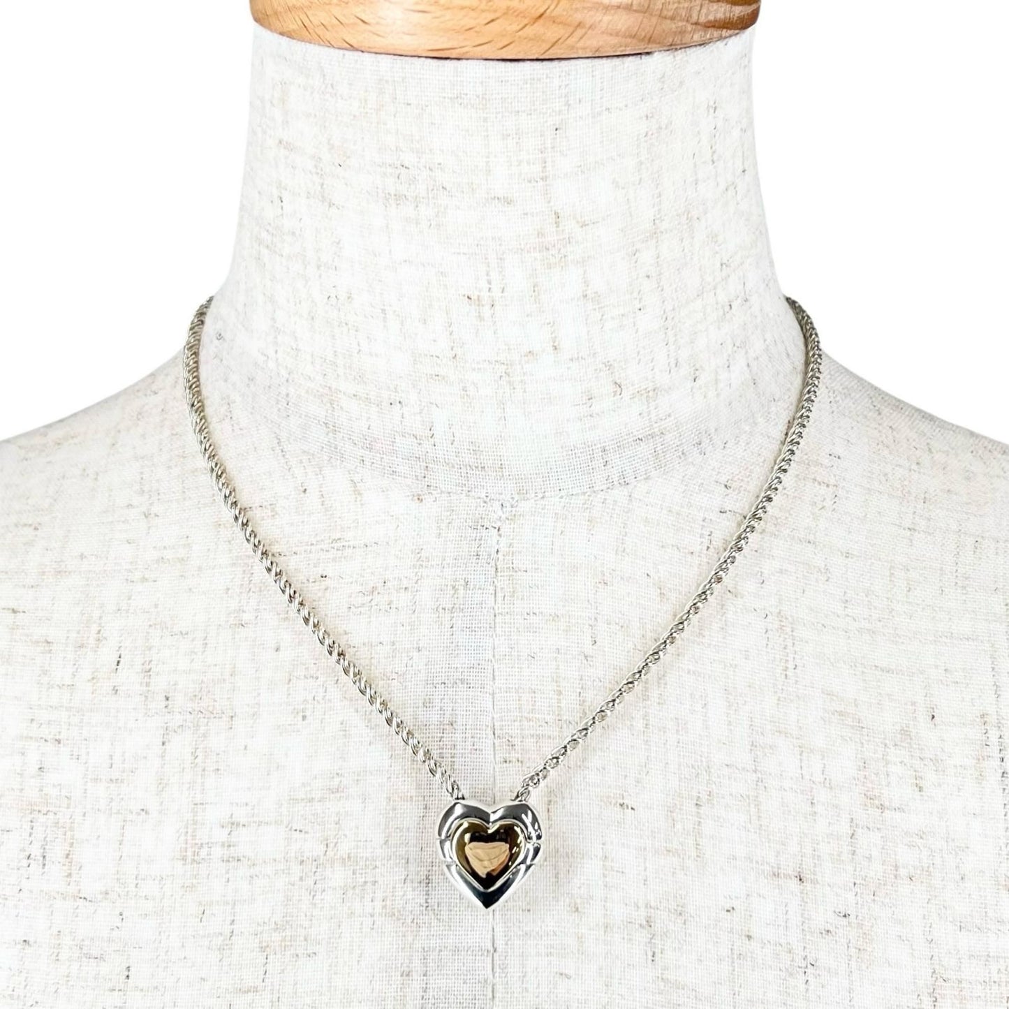 Tiffany & Co Vintage 925 750 Double Heart Puzzle Necklace Silver Gold — view 2