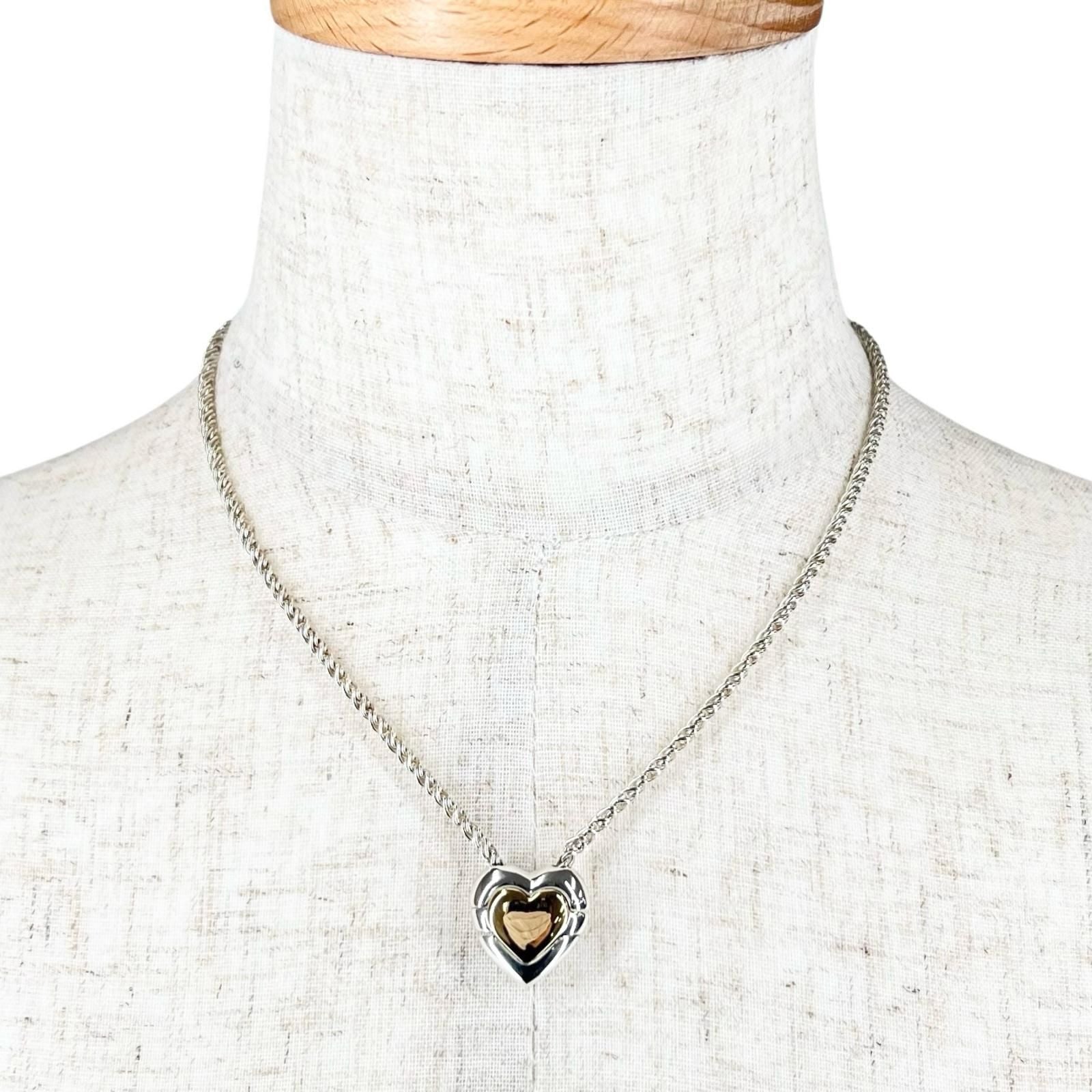 Tiffany & Co Vintage 925 750 Double Heart Puzzle Necklace Silver Gold — view 2
