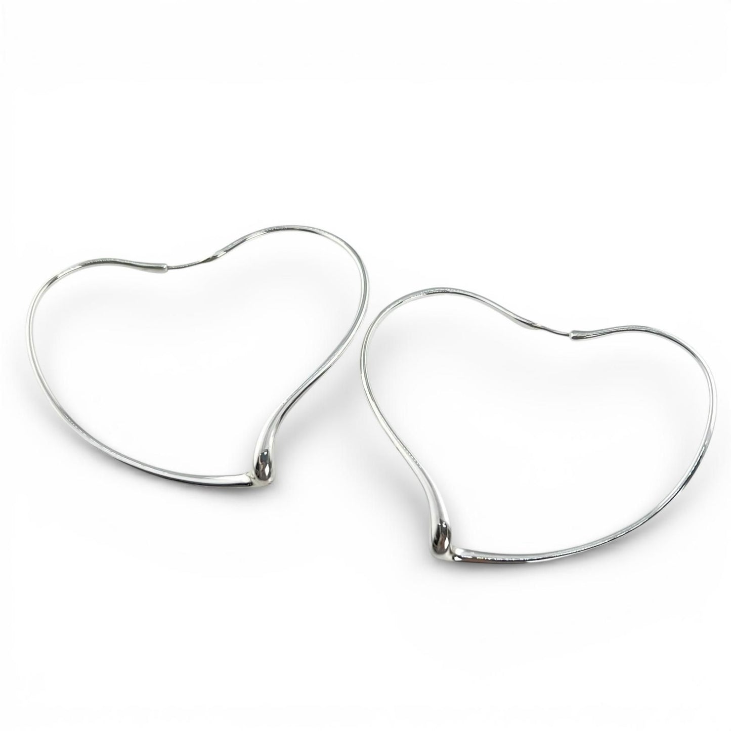 Tiffany & Co Elsa Peretti Open Heart Hoop Earrings Silver