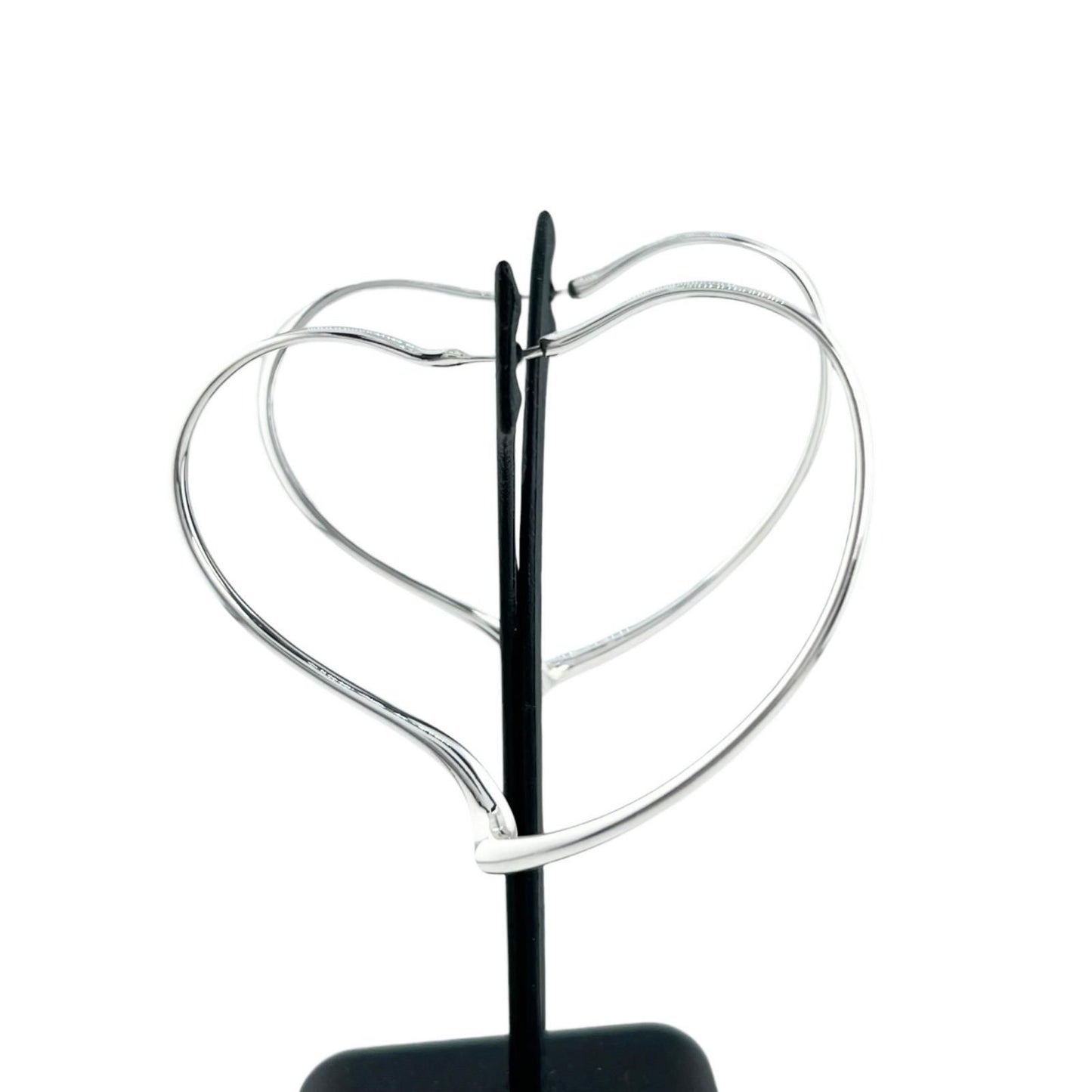 Tiffany & Co Elsa Peretti Open Heart Hoop Earrings Silver — view 4