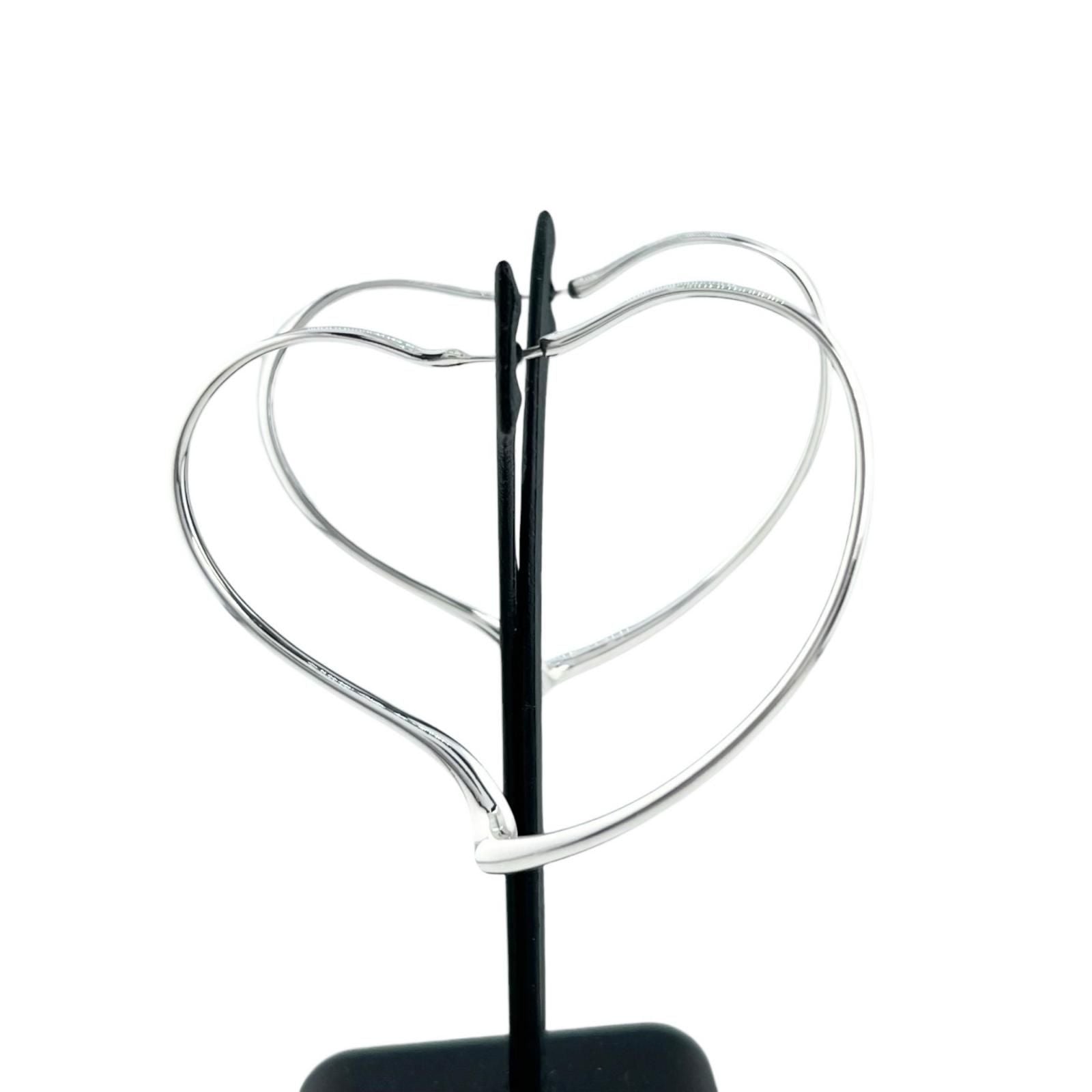 Tiffany & Co Elsa Peretti Open Heart Hoop Earrings Silver — view 4