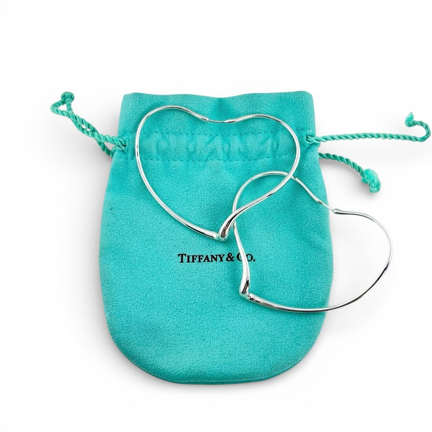 Tiffany & Co Elsa Peretti Open Heart Hoop Earrings Silver — view 2