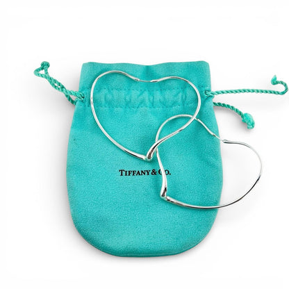 Tiffany & Co Elsa Peretti Open Heart Hoop Earrings Silver — view 2