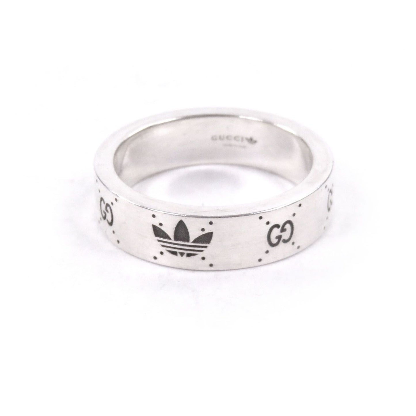 Gucci Adidas GG Logo Trefoil Ring Silver