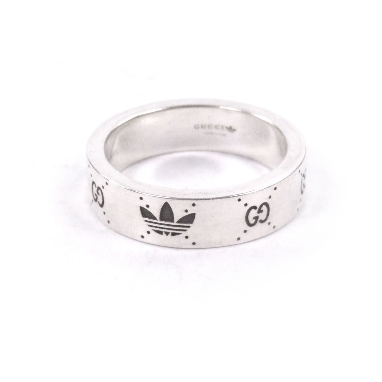 Gucci Adidas GG Logo Trefoil Ring Silver
