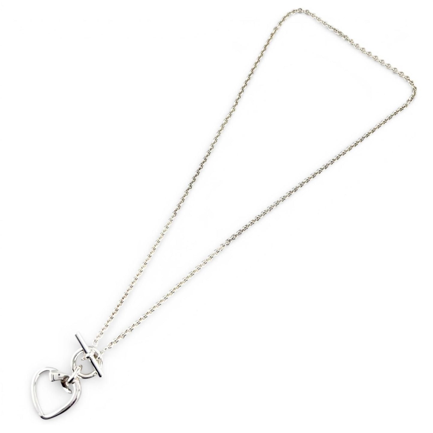 Hermes Cour de Forge Heart Necklace Pendant Silver