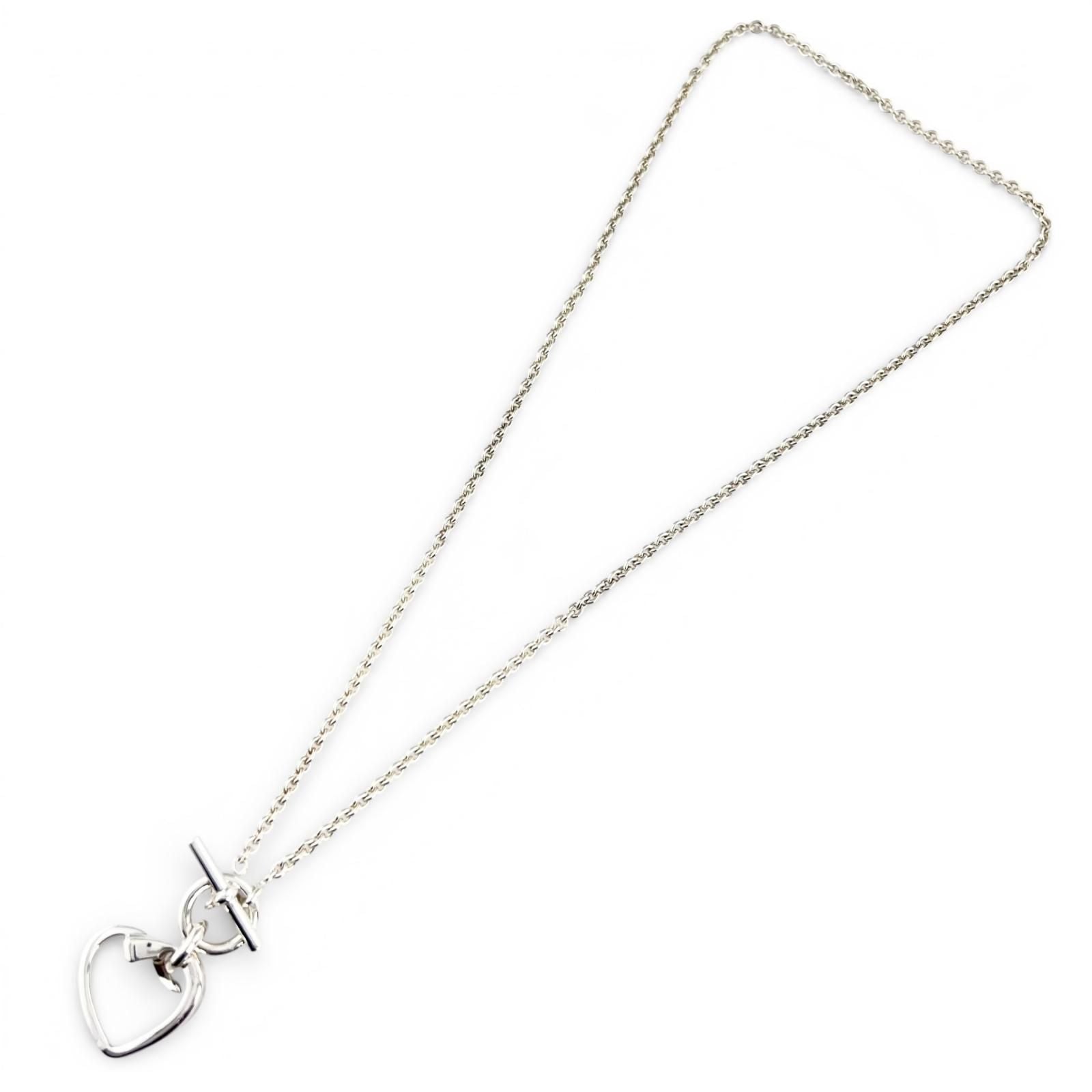 Hermes Cour de Forge Heart Necklace Pendant Silver