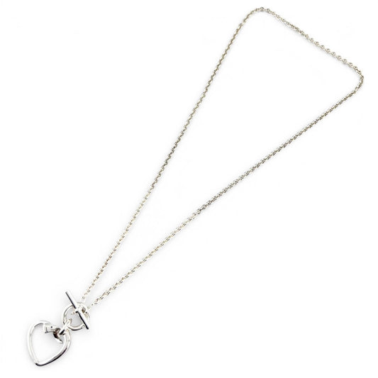 Hermes Cour de Forge Heart Necklace Pendant Silver