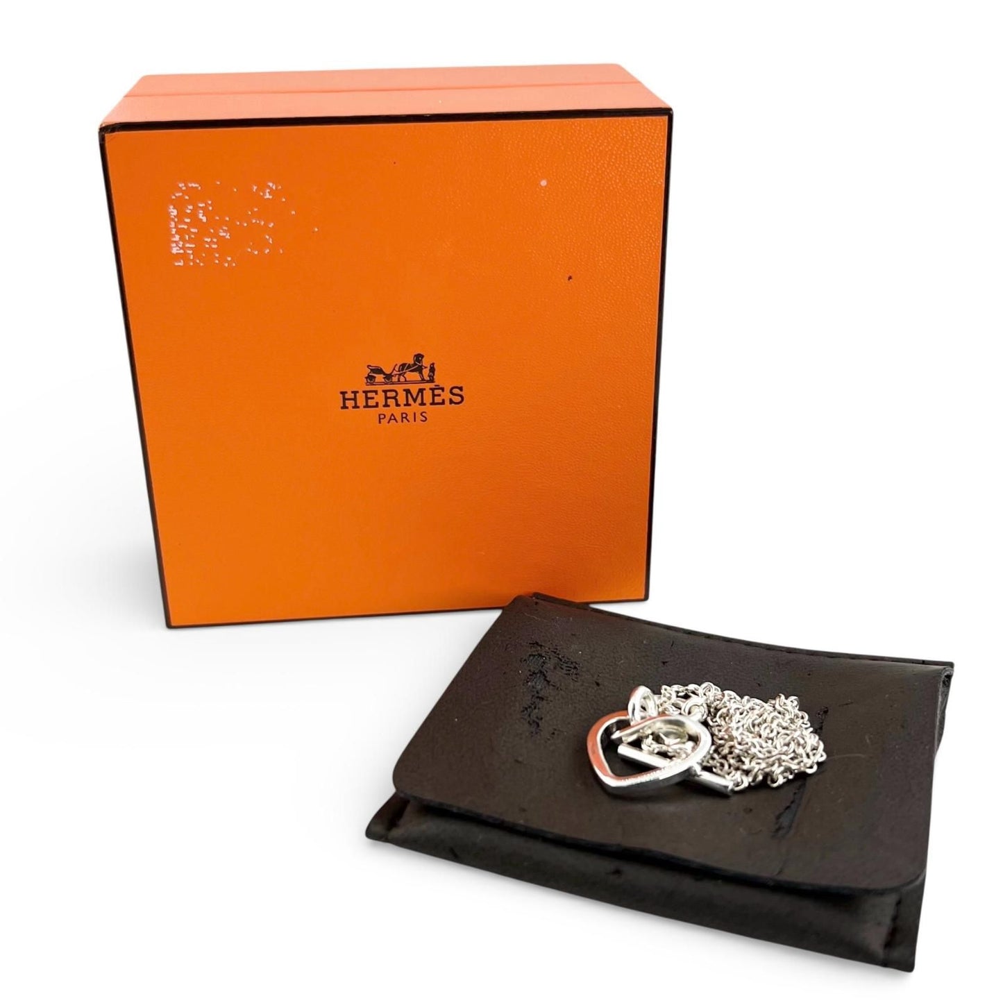 Hermes Cour de Forge Heart Necklace Pendant Silver — view 2