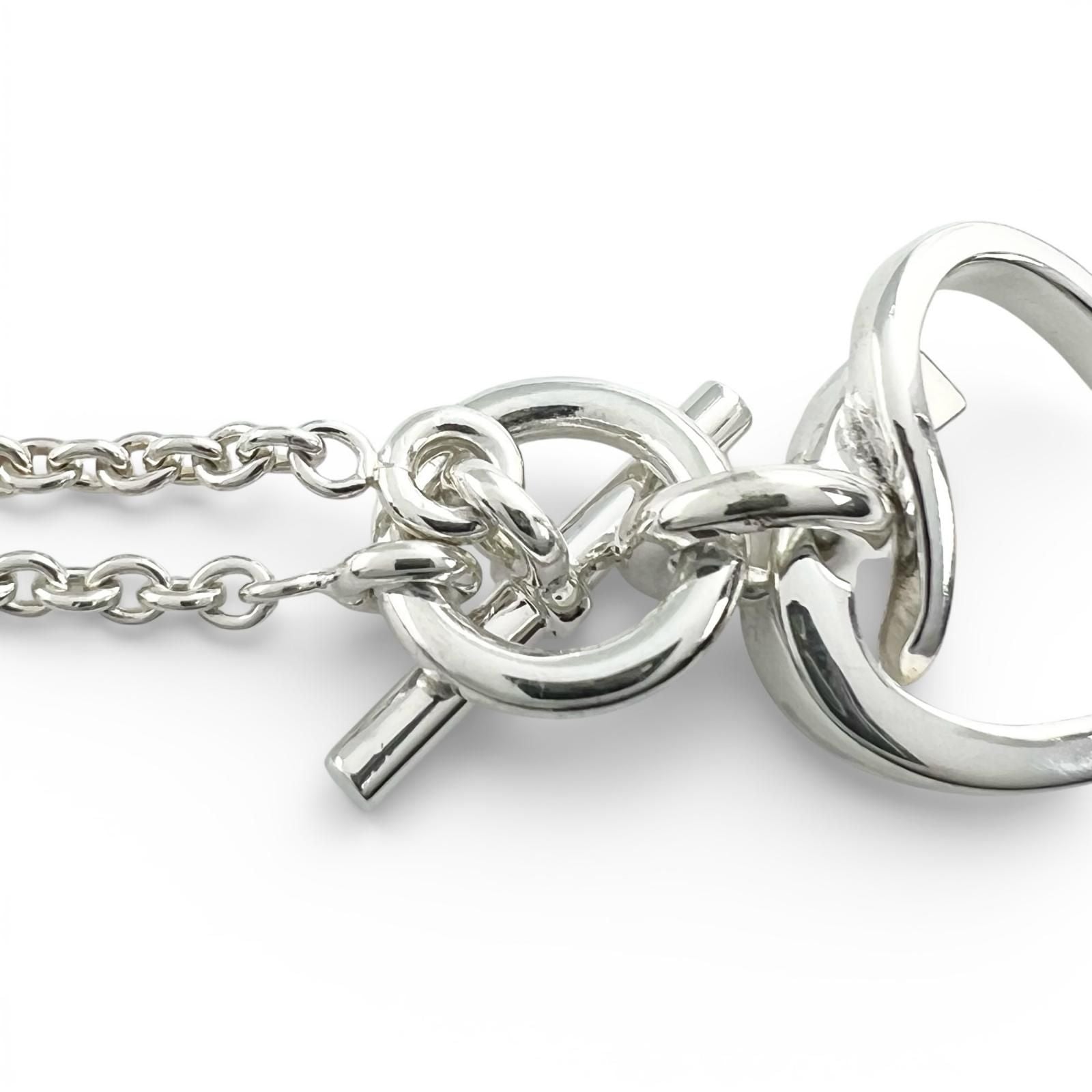 Hermes Cour de Forge Heart Necklace Pendant Silver — view 6