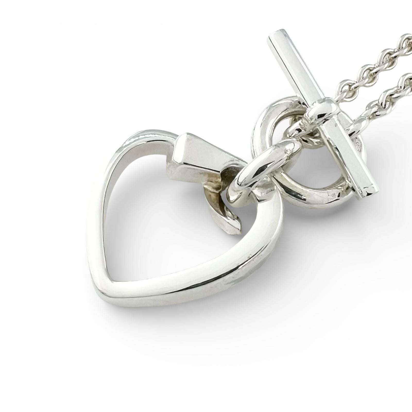 Hermes Cour de Forge Heart Necklace Pendant Silver — view 3
