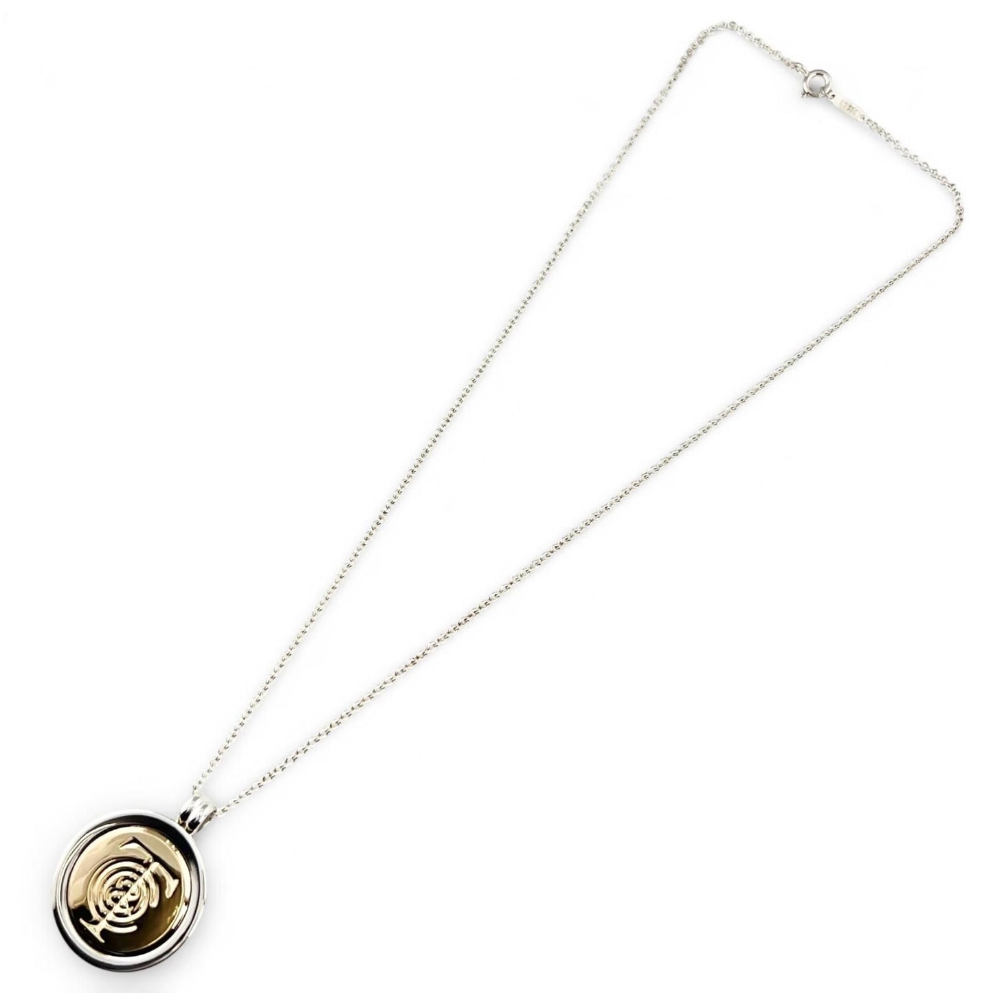 Tiffany & Co 925 750 T&c Coin Necklace Pendant Silver Gold