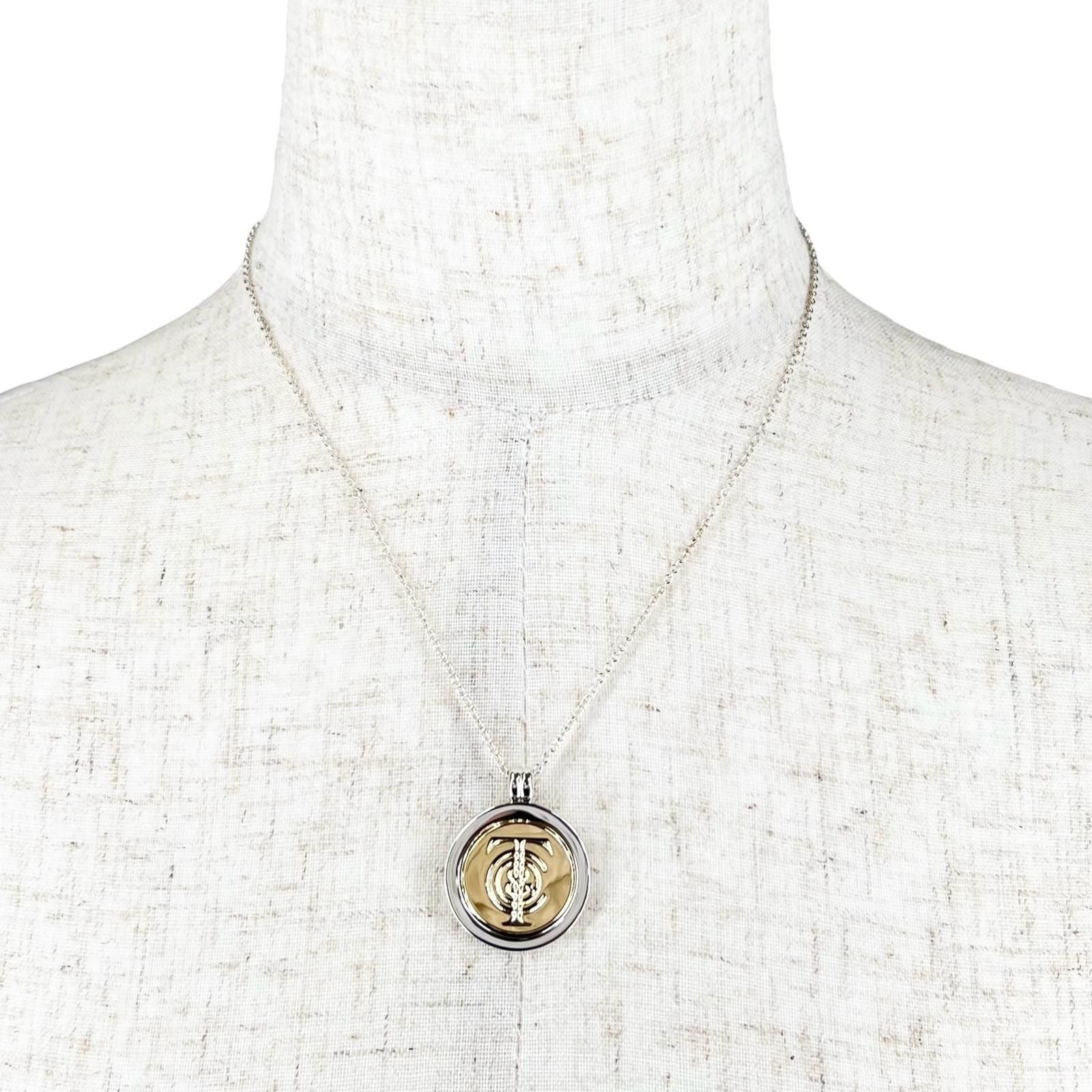 Tiffany & Co 925 750 T&c Coin Necklace Pendant Silver Gold — view 2