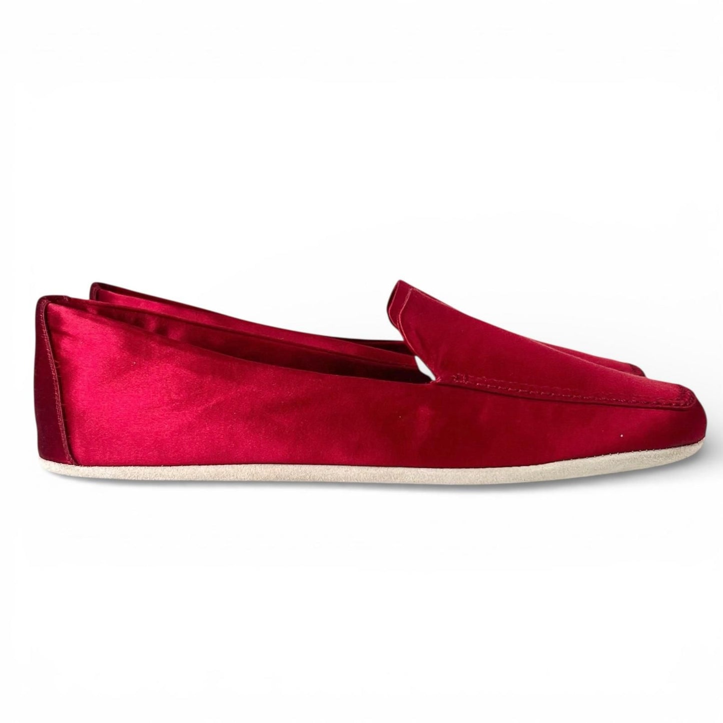 Prada Silk Blend Satin Flat Shoes le Monsieur Slip Ons Red — view 5