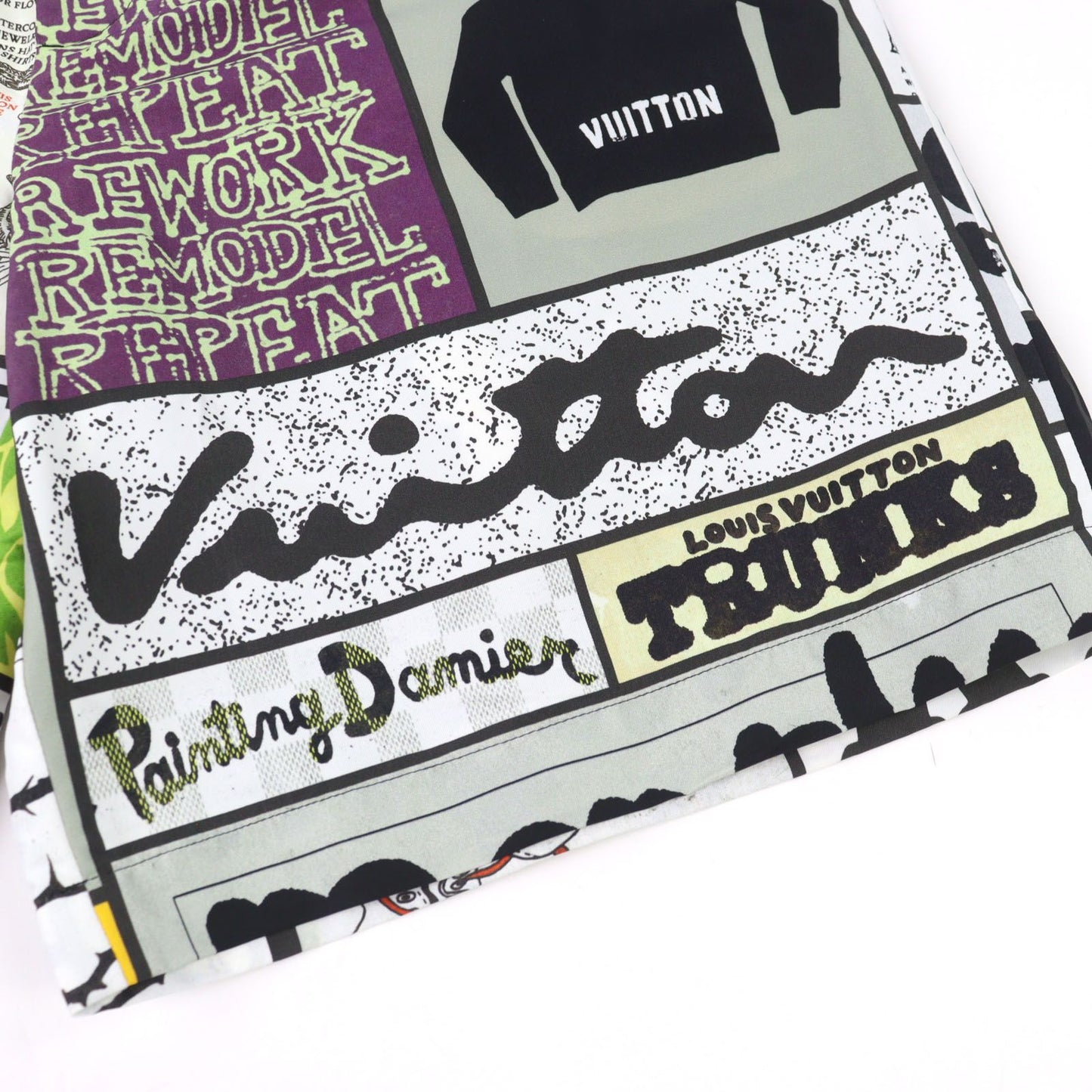 Louis Vuitton Silk 45% Logo Print LV Fanzine Pants Multicolor All Over Pattern — view 6