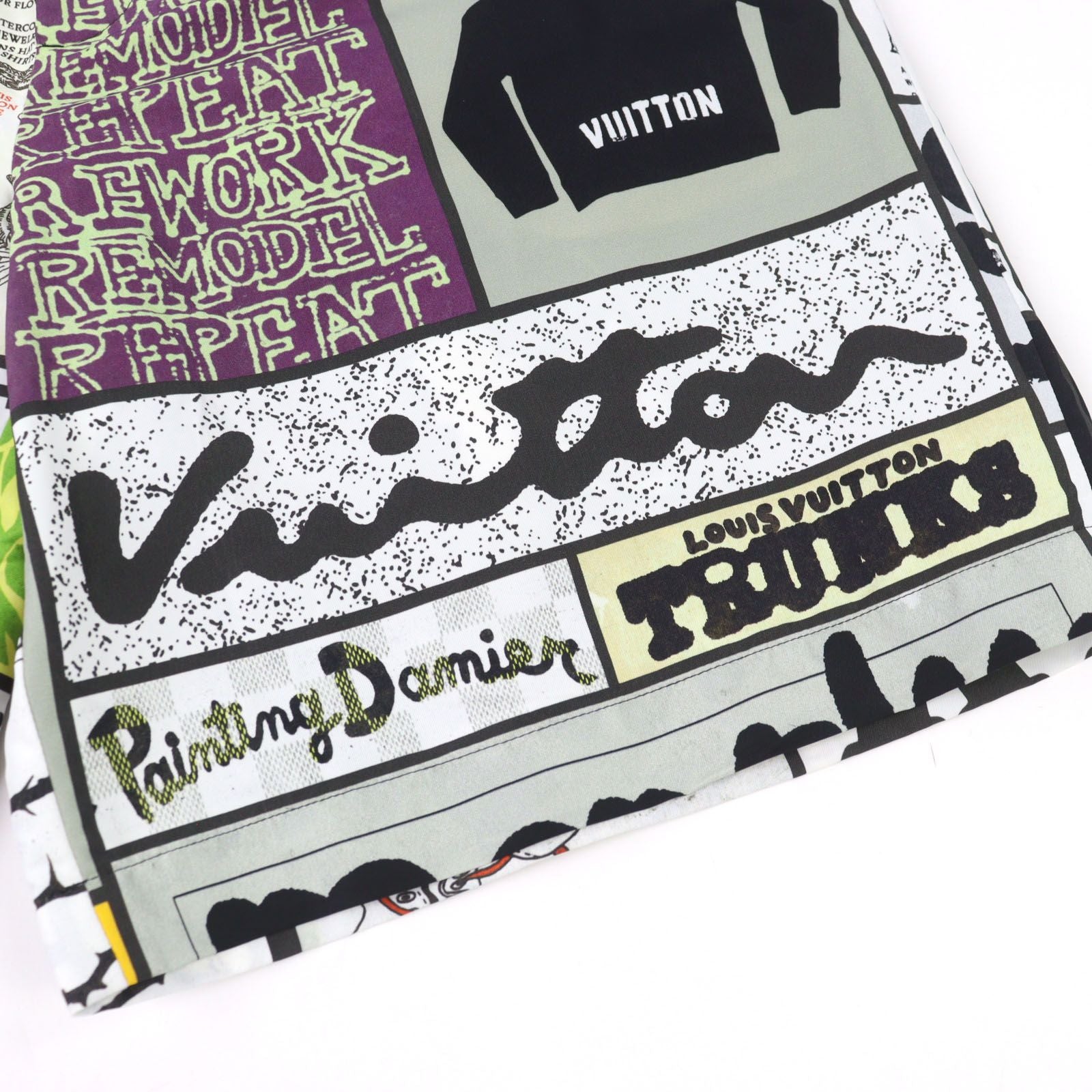 Louis Vuitton Silk 45% Logo Print LV Fanzine Pants Multicolor All Over Pattern — view 6