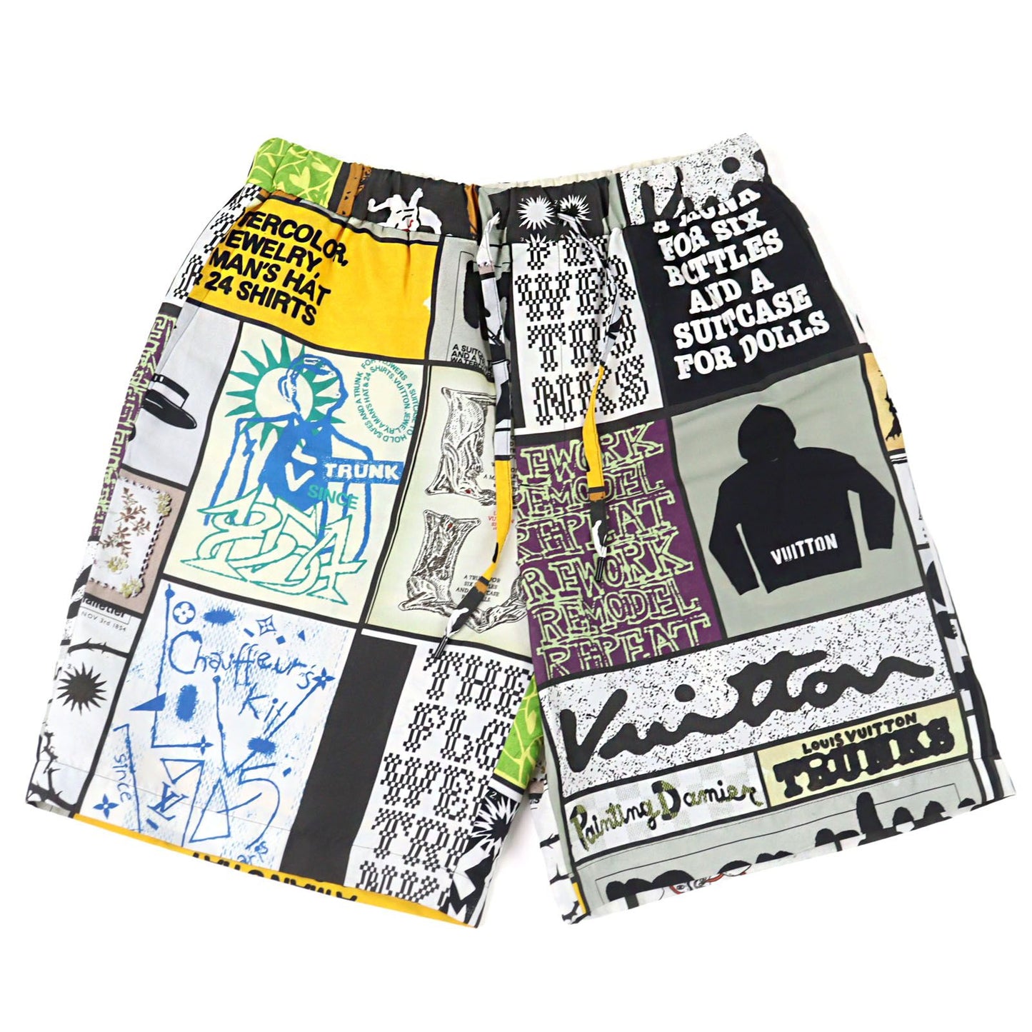 Louis Vuitton Silk 45% Logo Print LV Fanzine Pants Multicolor All Over Pattern