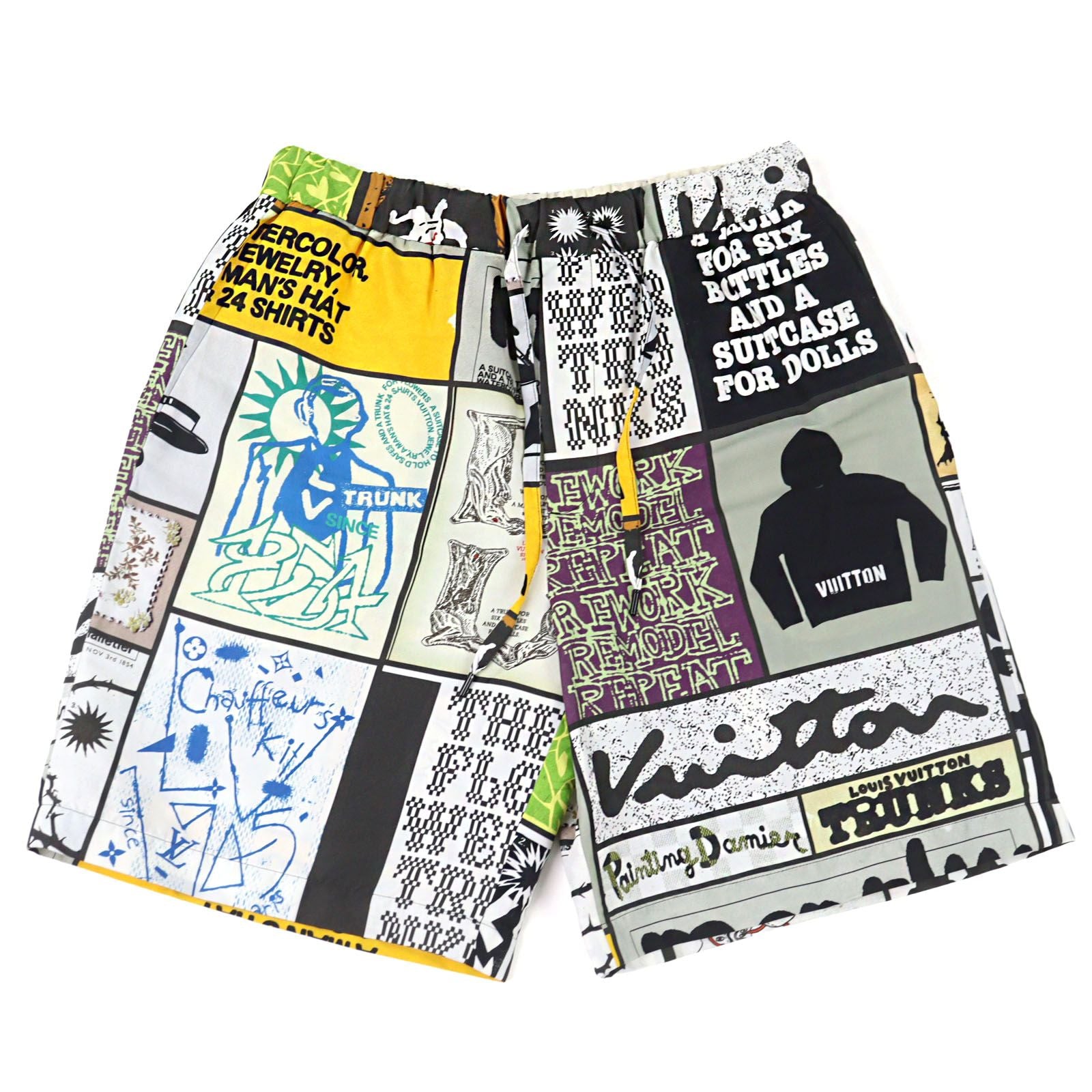 Louis Vuitton Silk 45% Logo Print LV Fanzine Pants Multicolor All Over Pattern
