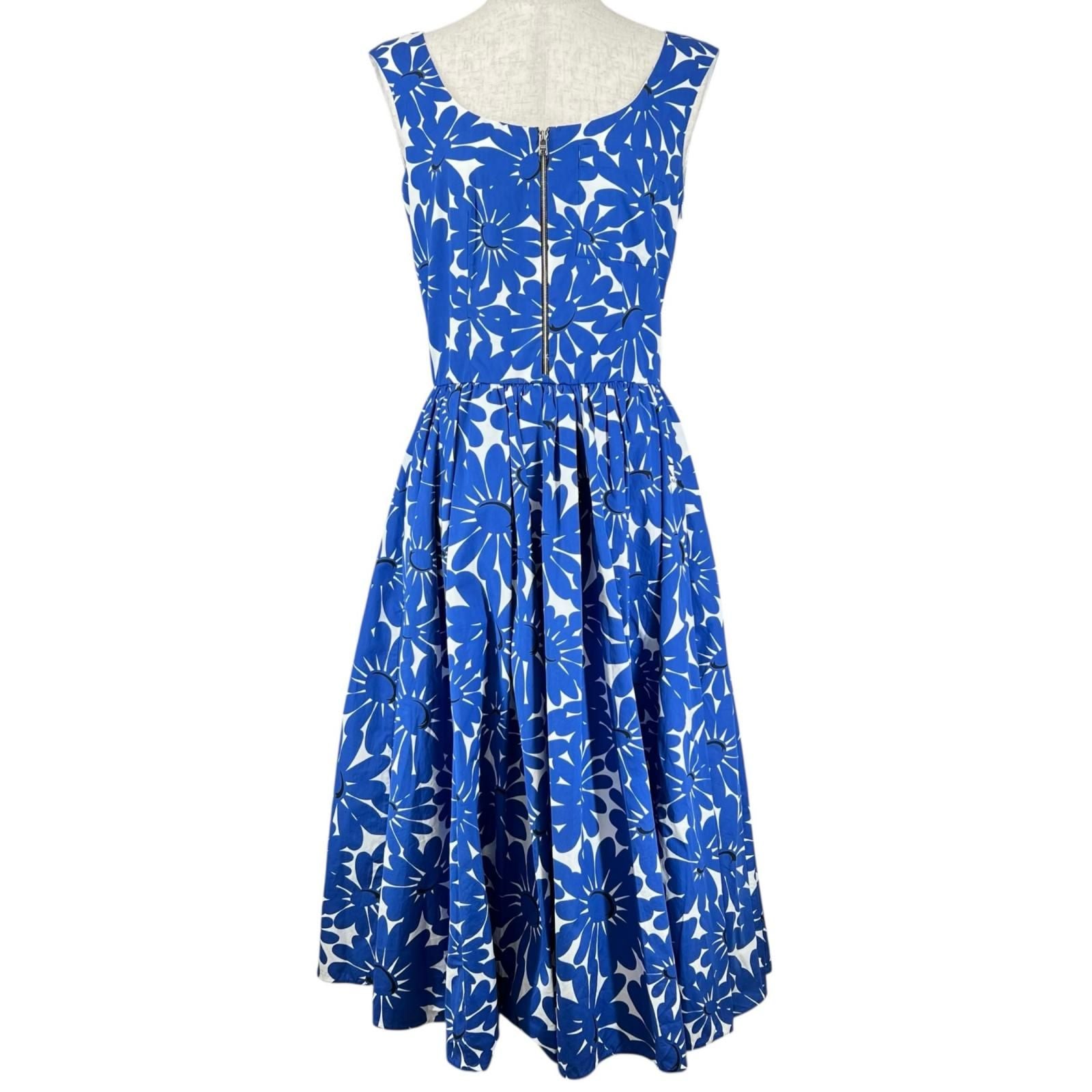 Prada Cotton 100% Floral Pattern Allover No Suri Dress Blue White 36