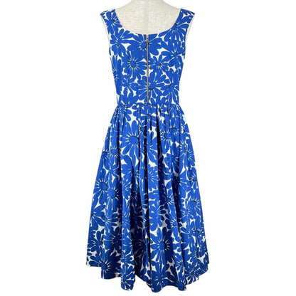 Prada Cotton 100% Floral Pattern Allover No Suri Dress Blue White 36