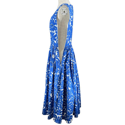Prada Cotton 100% Floral Pattern Allover No Suri Dress Blue White 36 — view 5