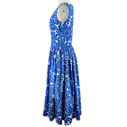 Prada Cotton 100% Floral Pattern Allover No Suri Dress Blue White 36 — view 4