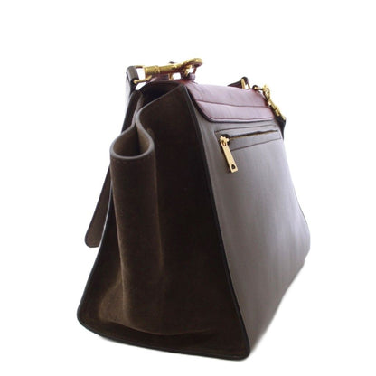 Celine Trapeze 2-Way Shoulder Bag Leather Red Gray JU an — view 3